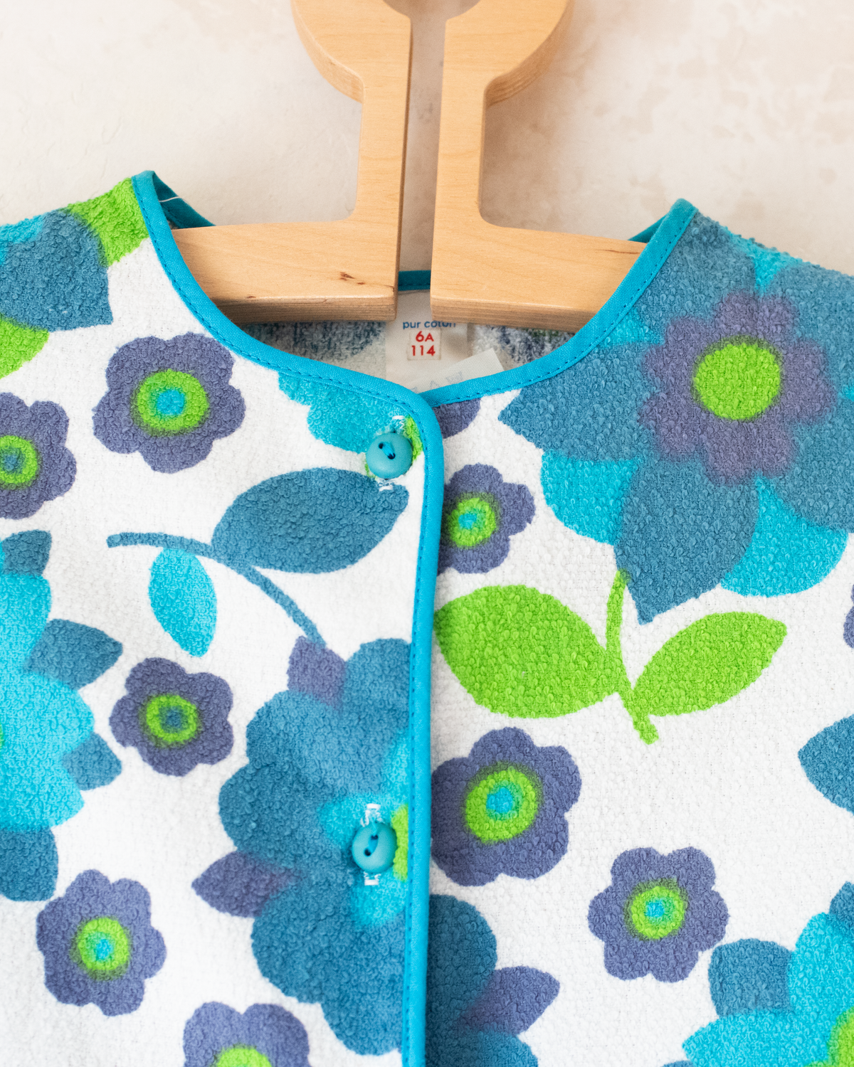 Floral terrycloth dress | French deadstock from the 70s | 3-4 years