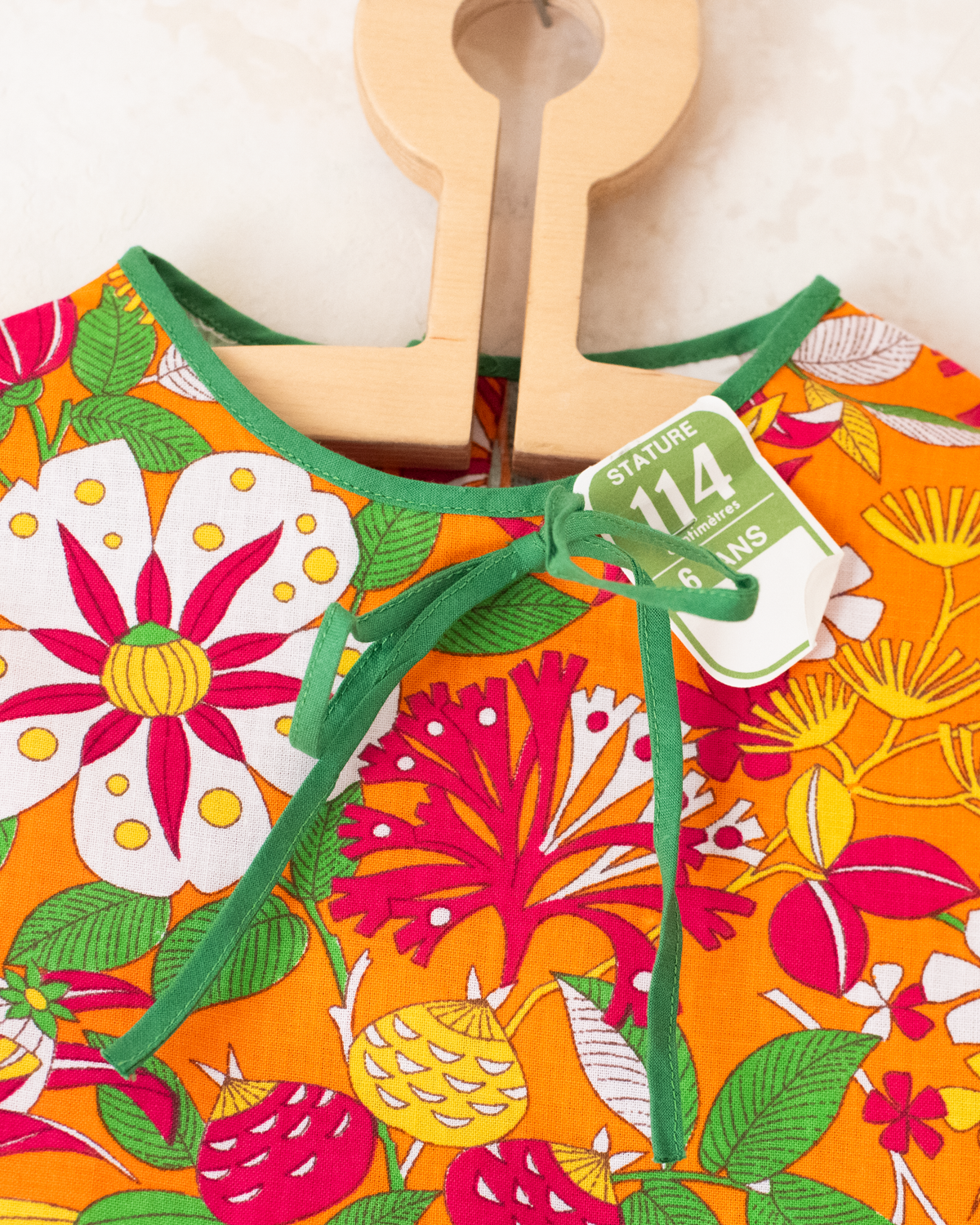 Floral orange dress | French deadstock from the seventies | 3-4 years
