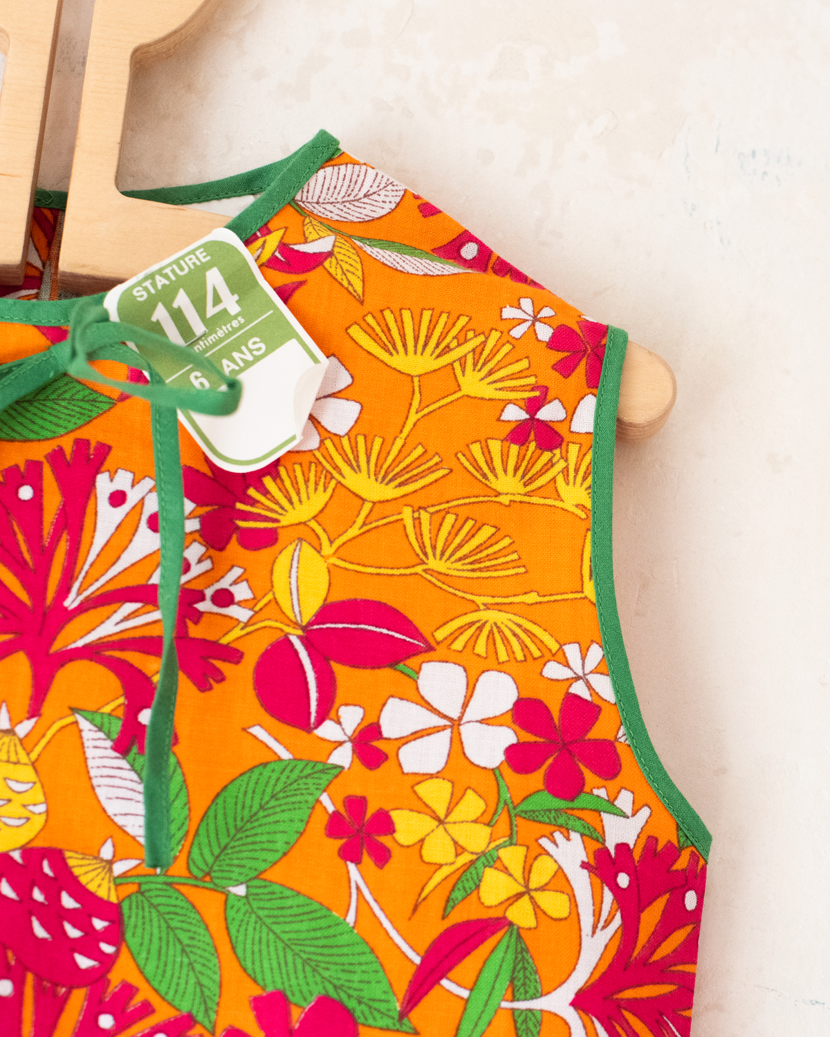 Floral orange dress | French deadstock from the seventies | 3-4 years