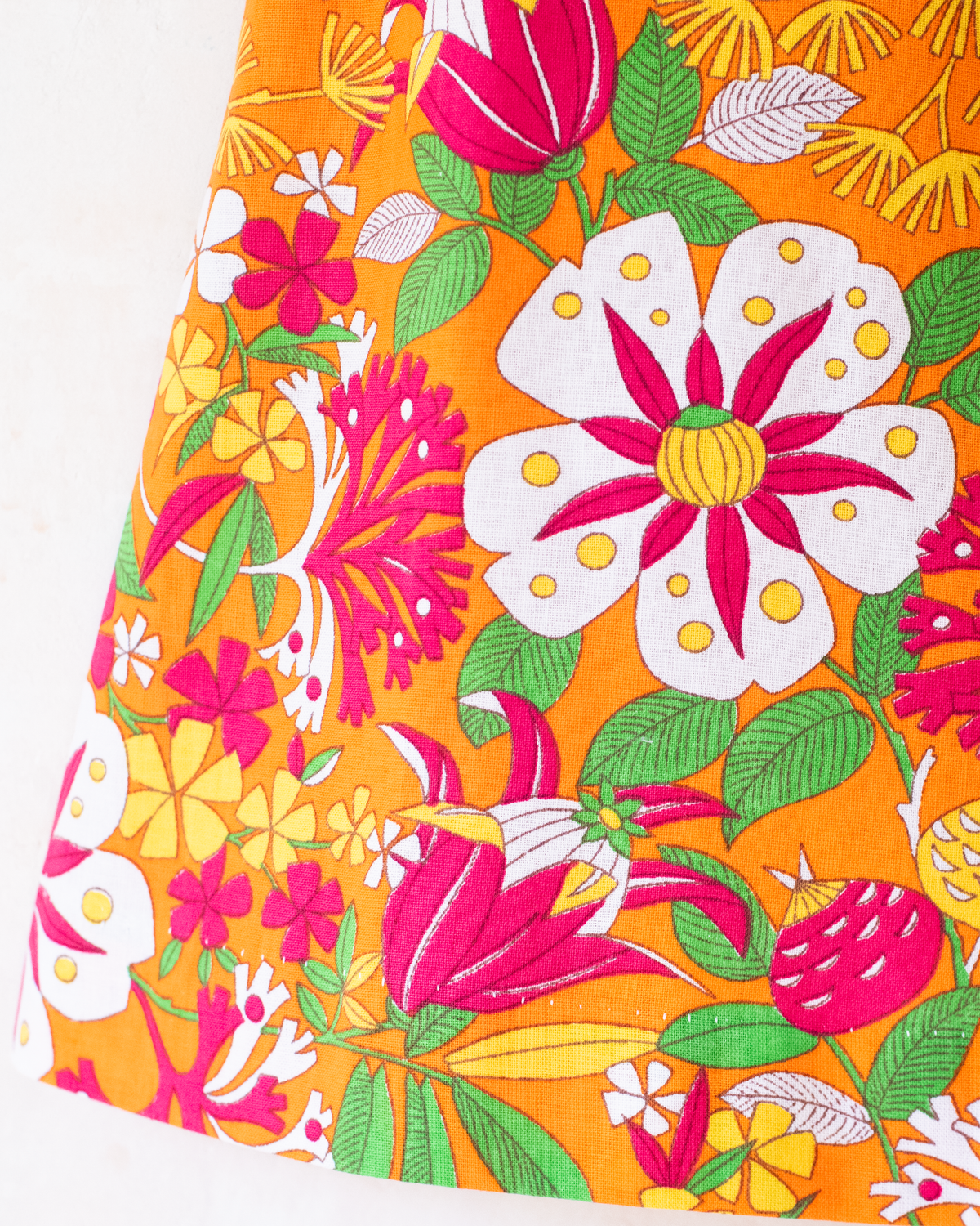Floral orange dress | French deadstock from the seventies | 3-4 years