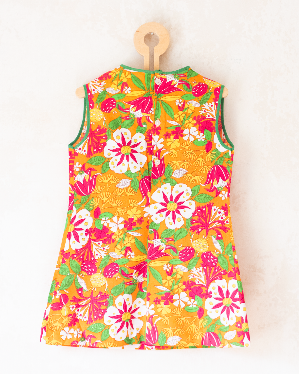 Floral orange dress | French deadstock from the seventies | 3-4 years