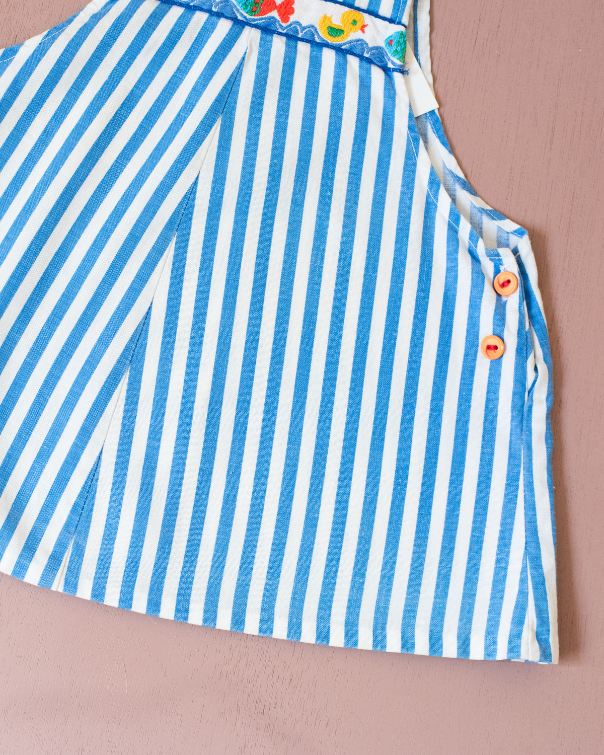 Striped tunic with embroidered fish and ducks | 6-9 months