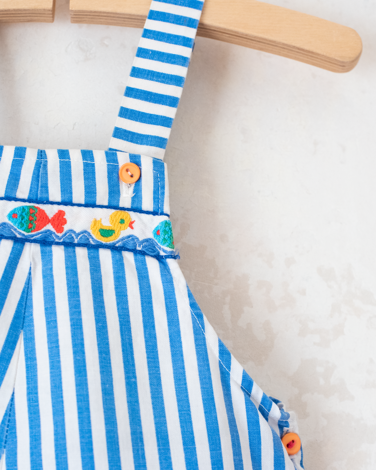 Striped tunic with embroidered fish and ducks | 6-9 months