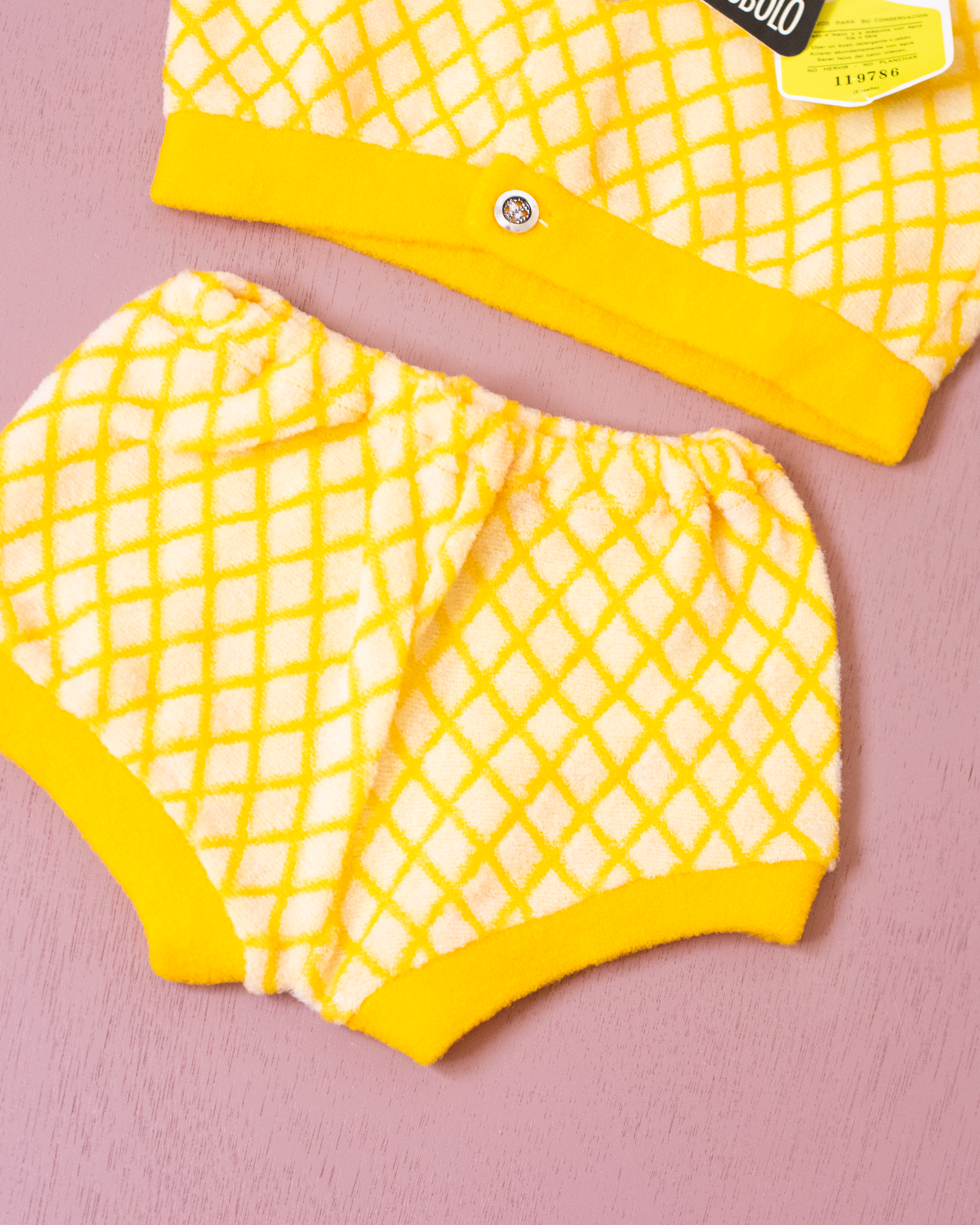 סט צהוב מבד מגבת | דד סטוק ספרדי | 3-6 חודשים