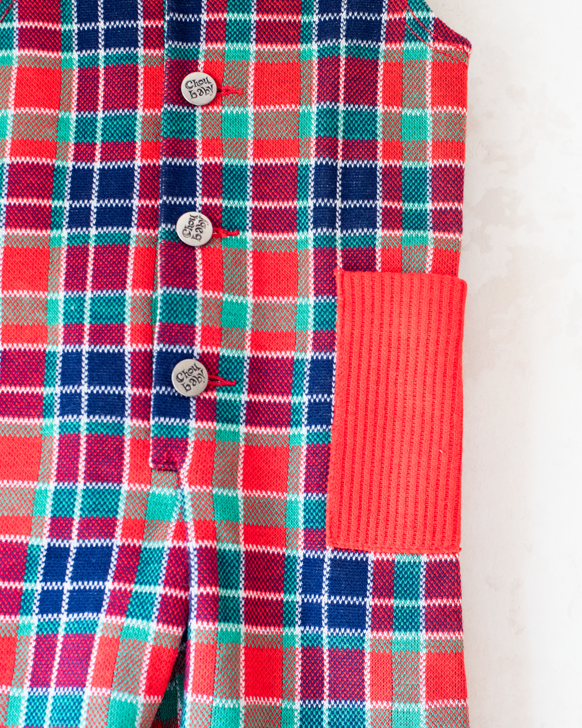 French overalls from the 70s with colorful checks | Dead stock | 12-18 months