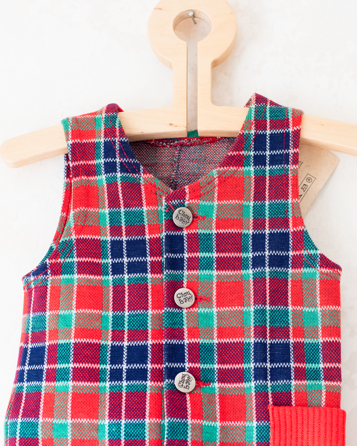 French overalls from the 70s with colorful checks | Dead stock | 12-18 months