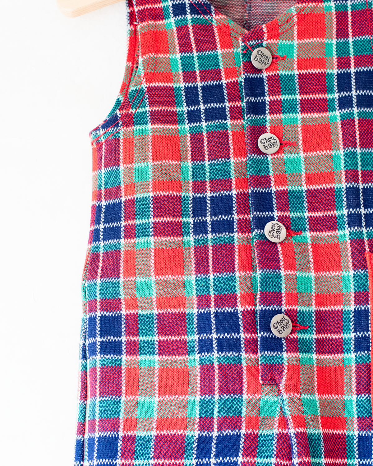 French overalls from the 70s with colorful checks | Dead stock | 12-18 months