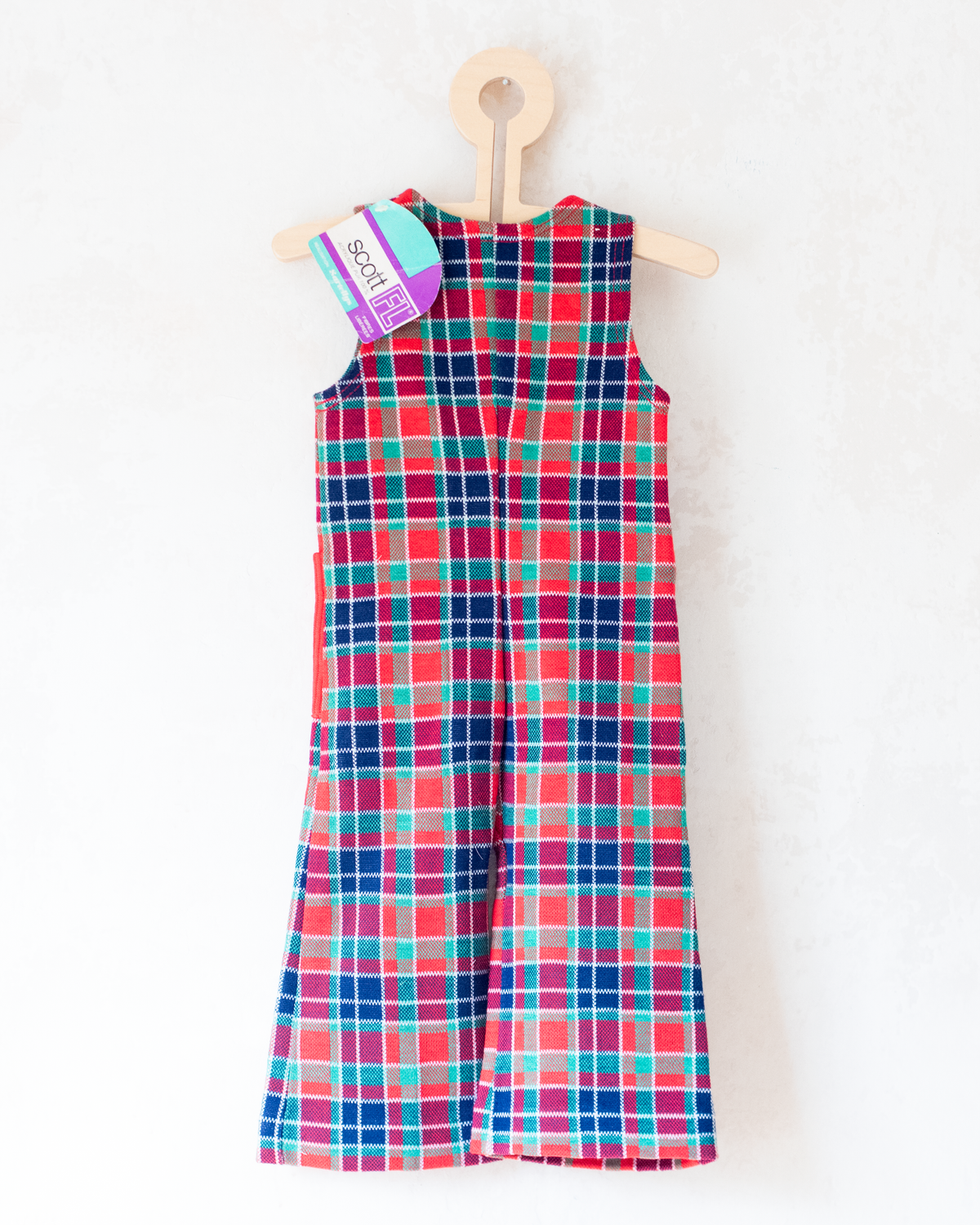 French overalls from the 70s with colorful checks | Dead stock | 12-18 months