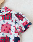 חולצת טלאים נוסטלגית בגווני אדום | 6-9 חודשים