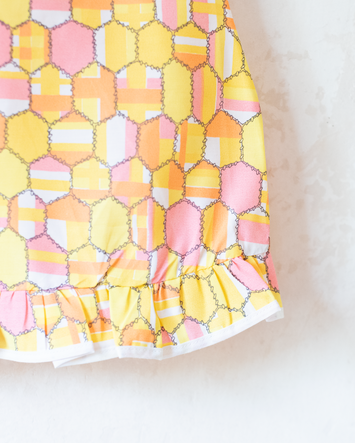 Colorful dress with ruffles | French deadstock from the Sixties | 2-3 years