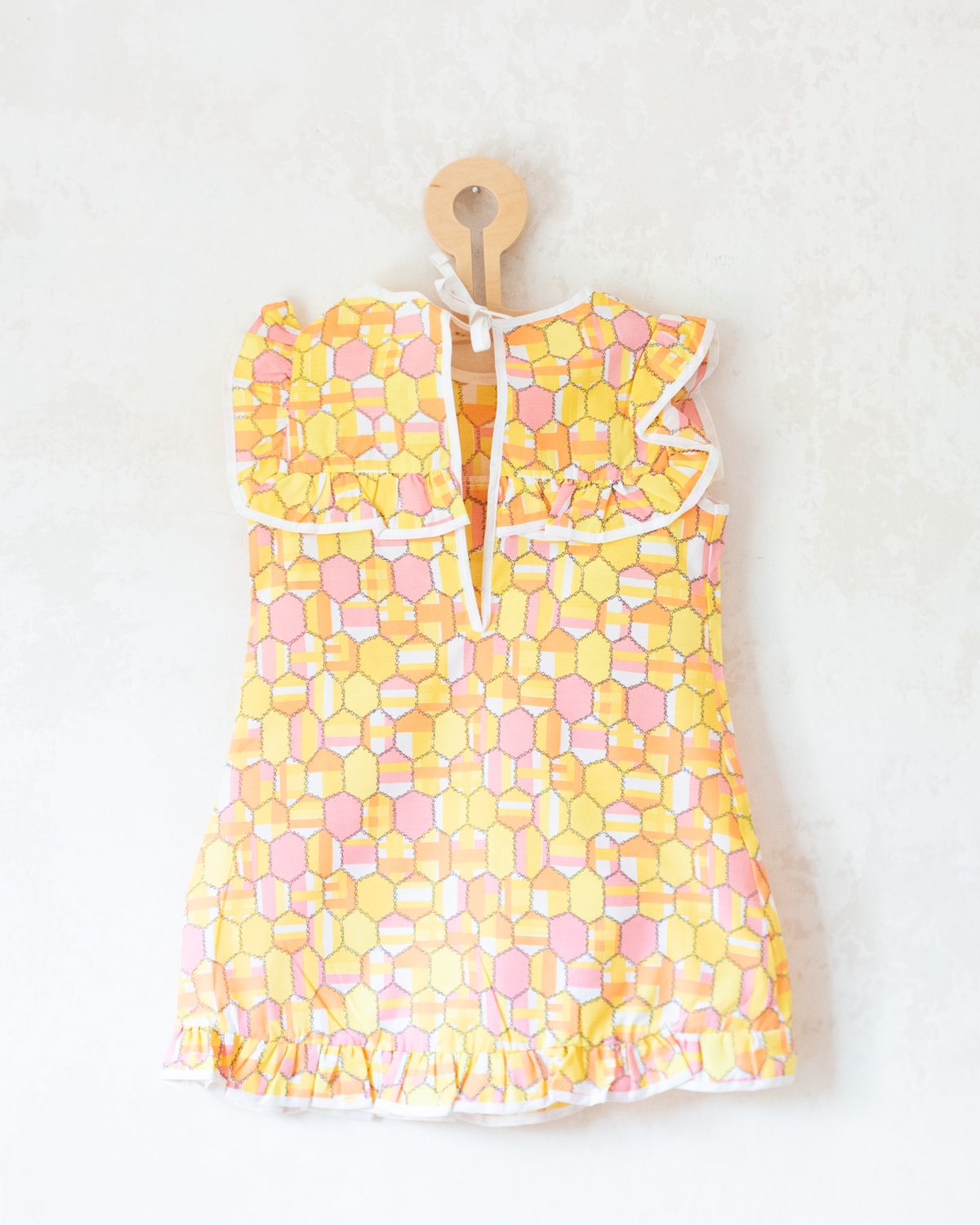 Colorful dress with ruffles | French deadstock from the Sixties | 2-3 years