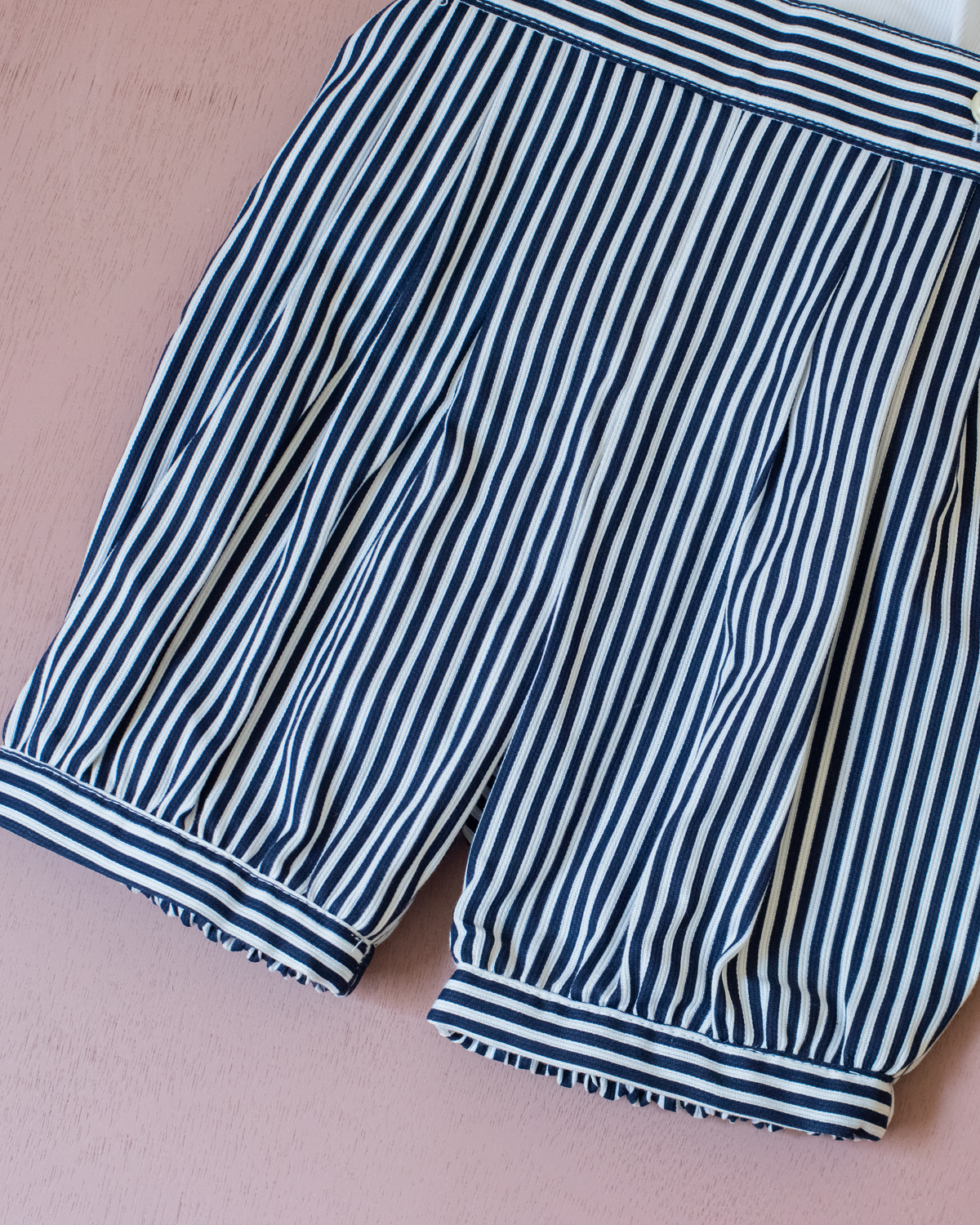 Sailor set with embroidered boats | 6-9 months