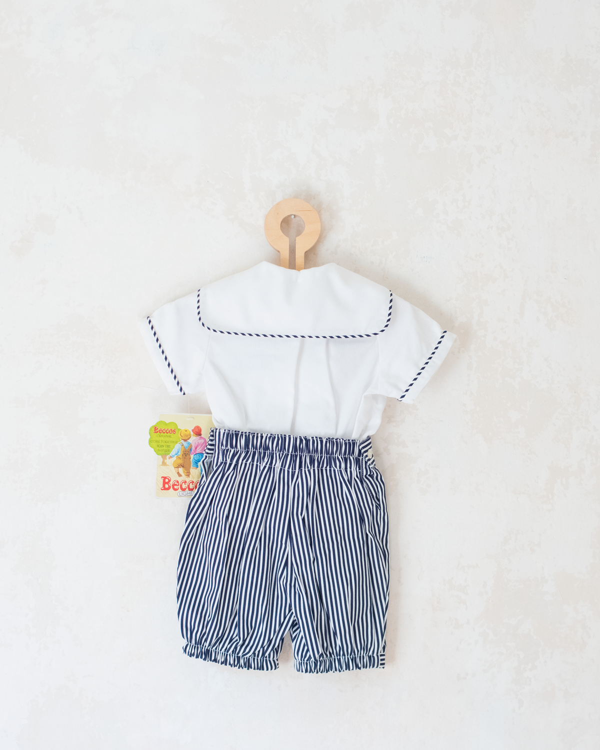 Sailor set with embroidered boats | 6-9 months