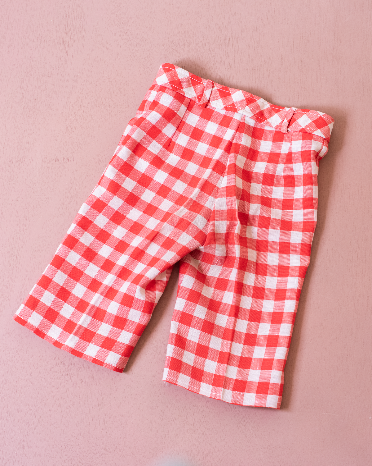Red and White Checkered Bermuda Shorts from the Seventies | 2-3 Years