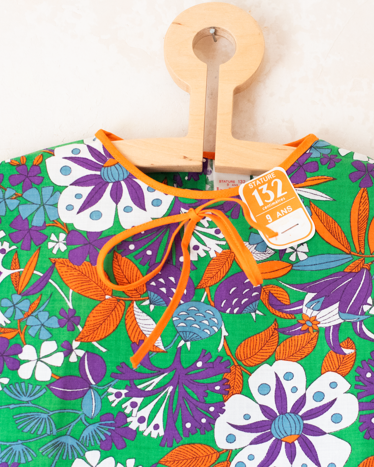 Green floral dress | French deadstock from the 70s | 6-7 years