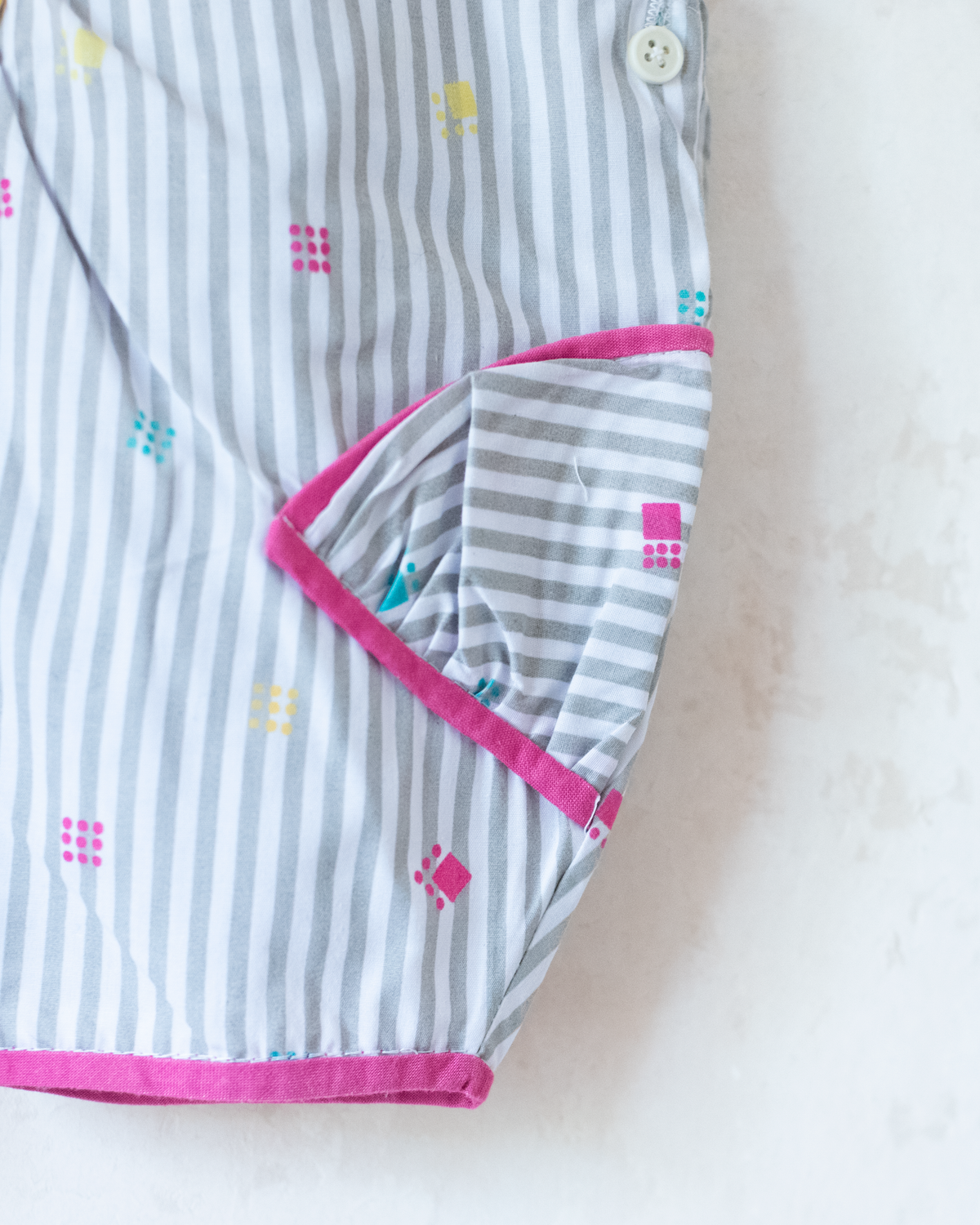 Overalls with stripes and King Babar | Pink | 12-18 months