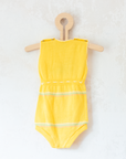 רומפר צהוב סרוג עם שמש וספינה | 3-6 חודשים