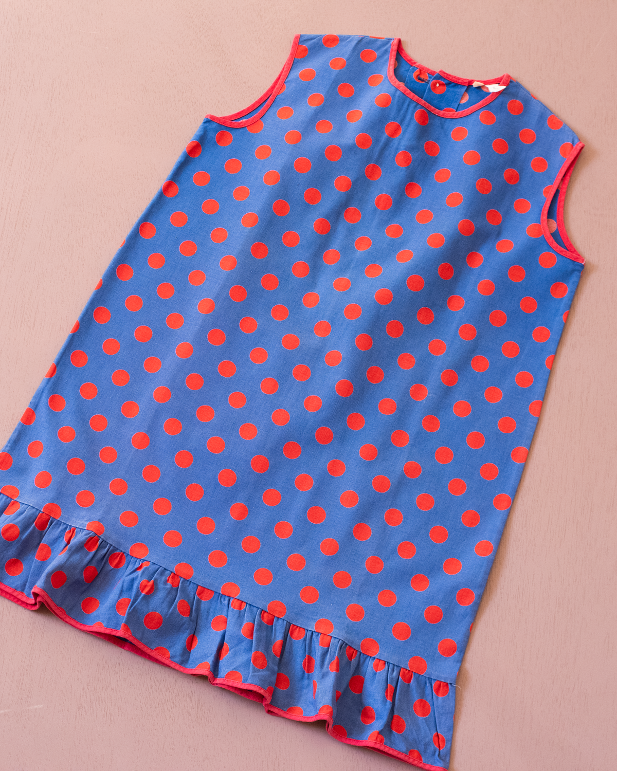 Blue dress with red dots | 3-4 years