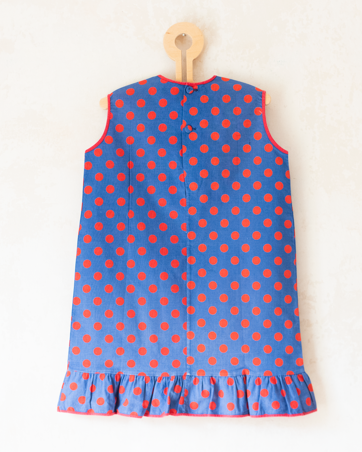 Blue dress with red dots | 3-4 years