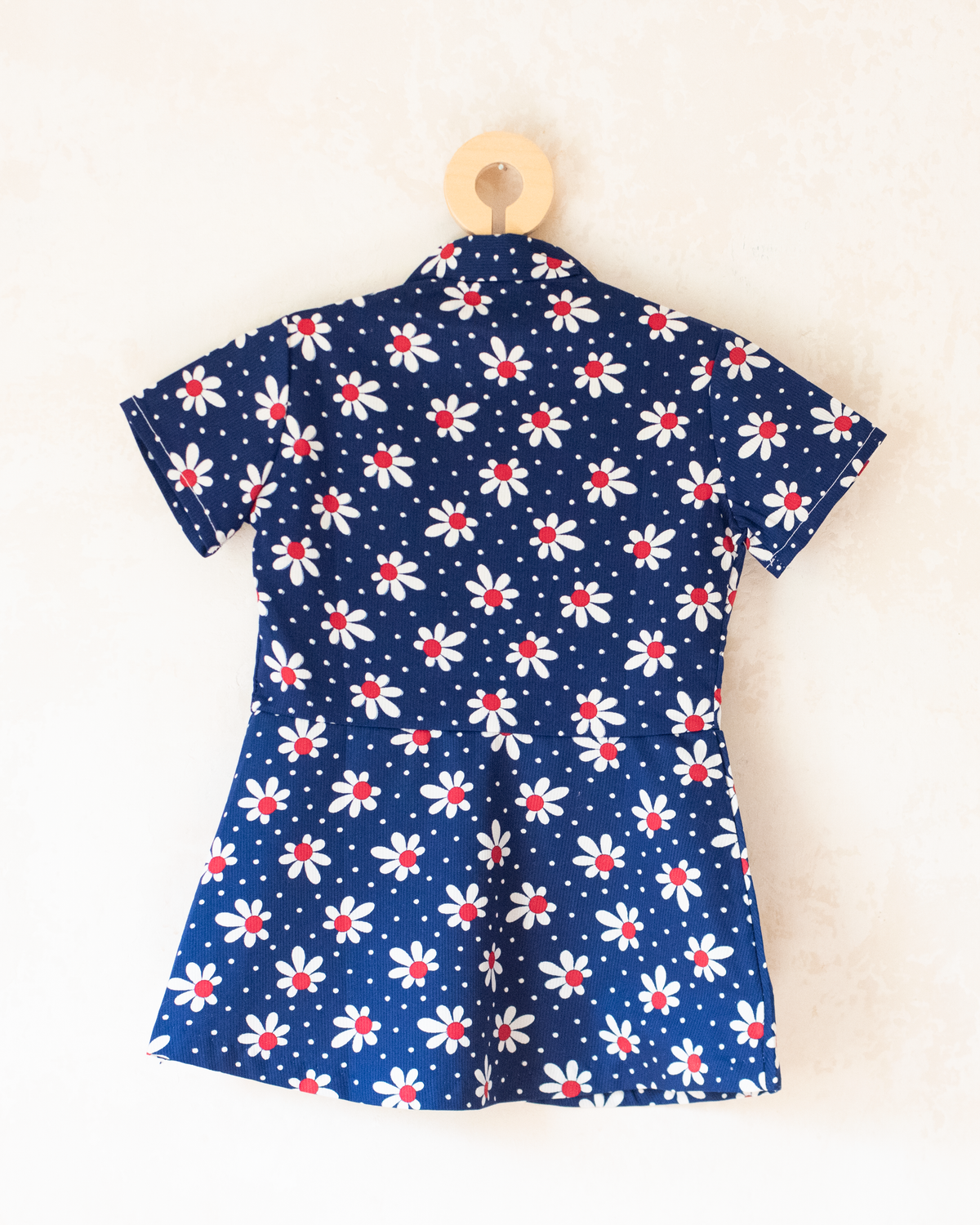 Blue dress with flowers | French deadstock from the seventies | 2-3 years