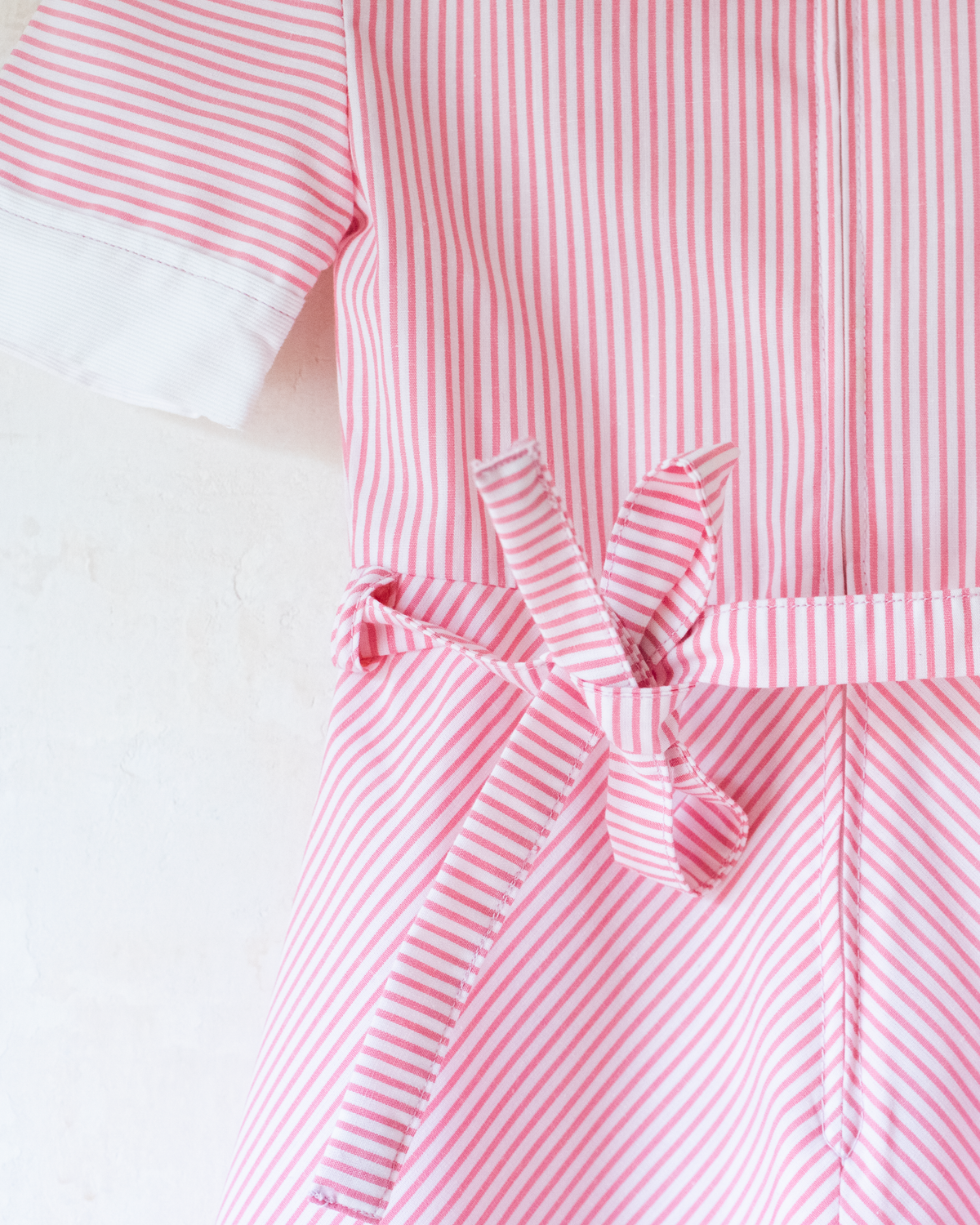 Dress with pink stripes and a collar | 5-6 years