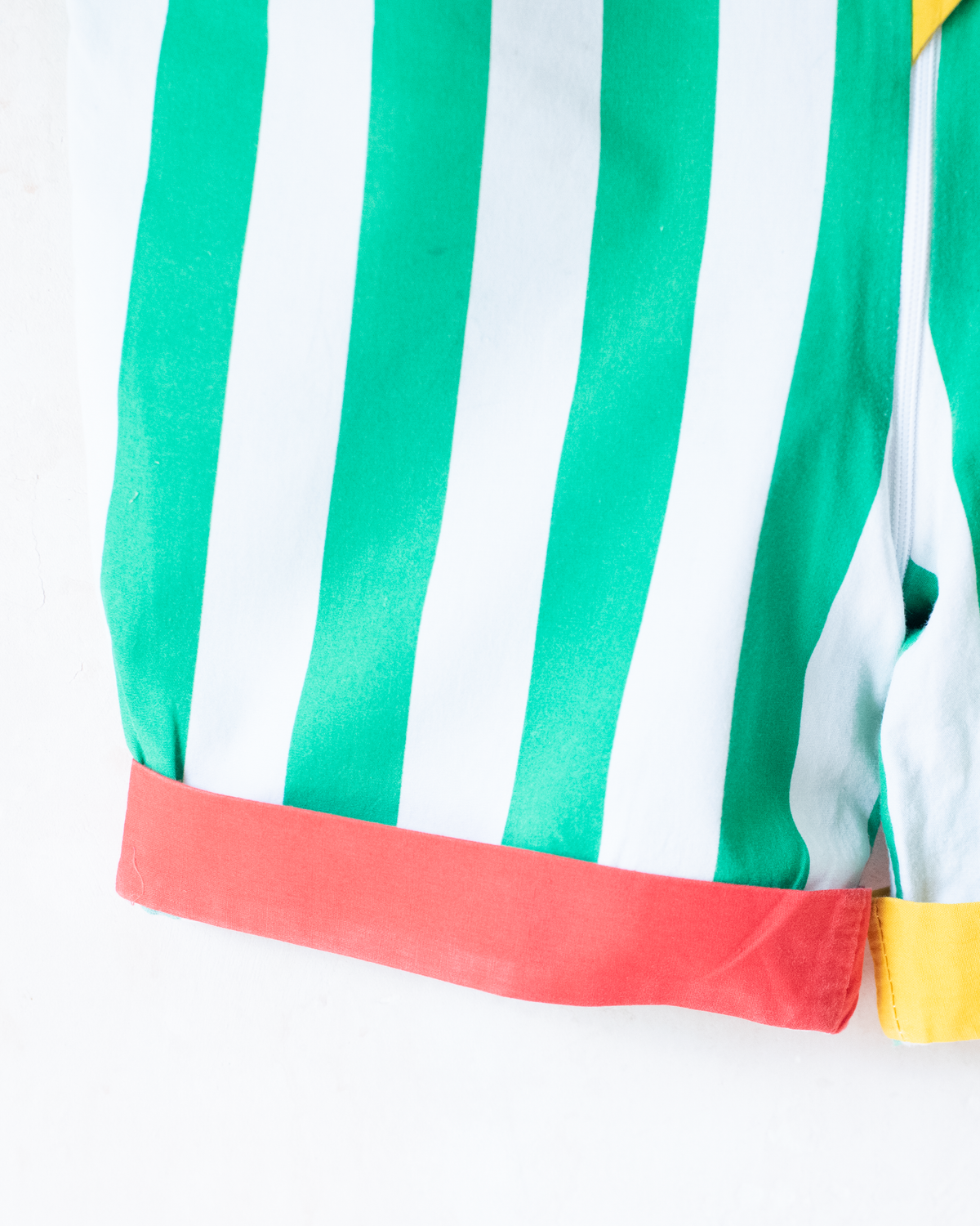 Colorful overalls with stripes and two triangles | 2-3 years