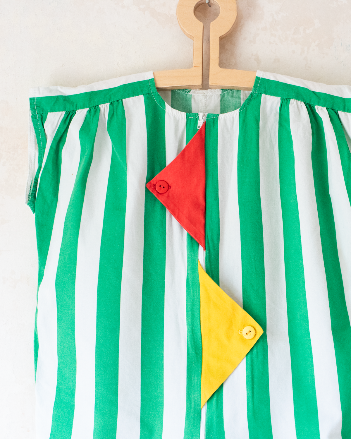Colorful overalls with stripes and two triangles | 2-3 years