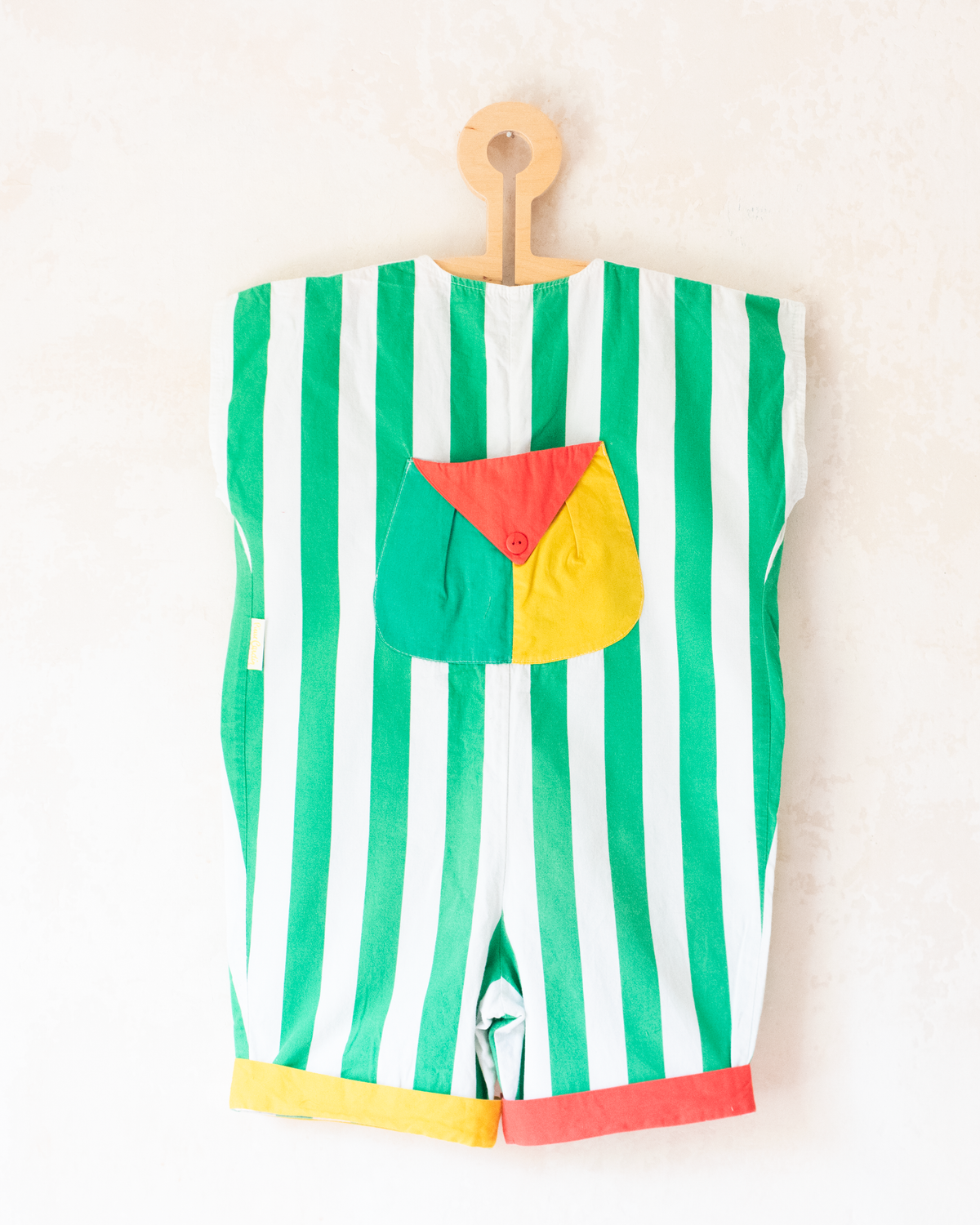 Colorful overalls with stripes and two triangles | 2-3 years