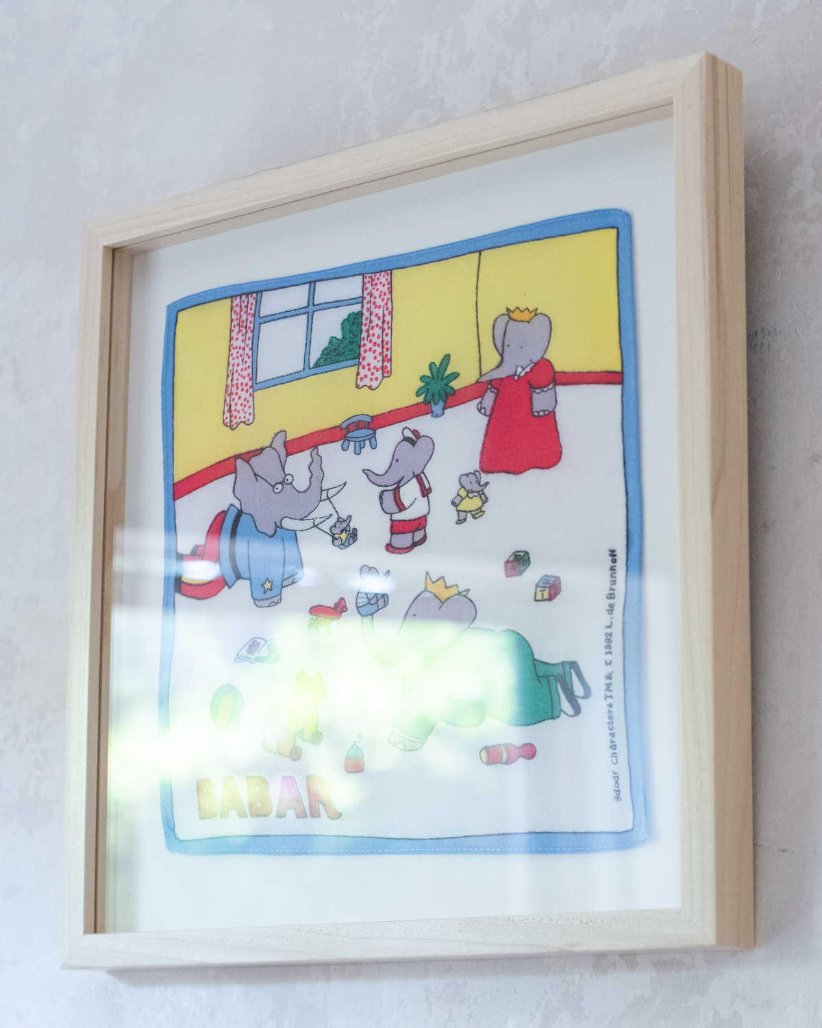 The King at the Bar in the Living Room | Framed Vintage Handkerchief 