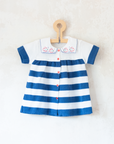 שמלת פסים סרוגה עם דגים בצווארון | 9-12 חודשים