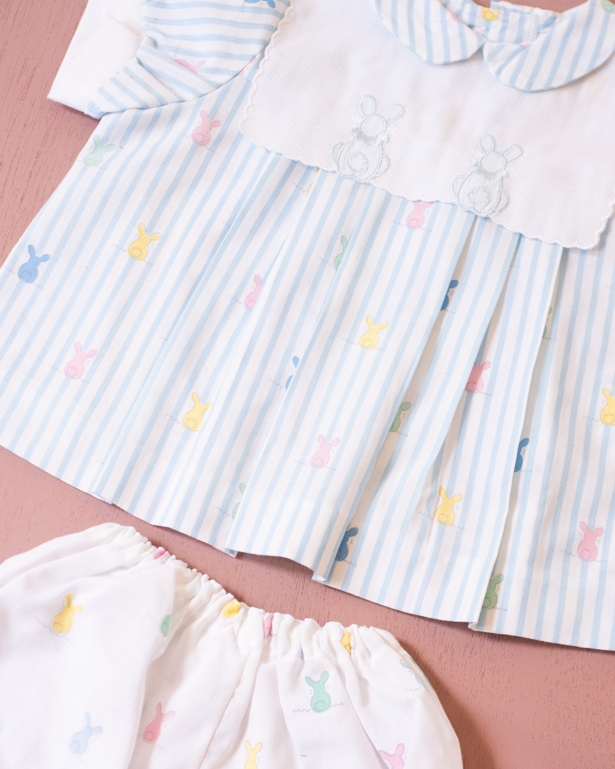Summer set with bunnies and stripes | 3-6 months