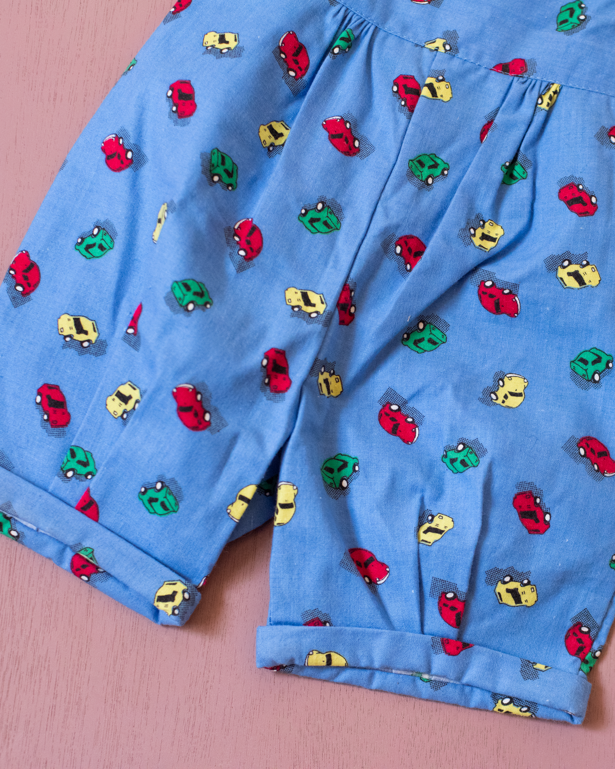 Blue overalls with colorful cars | 12-18 months