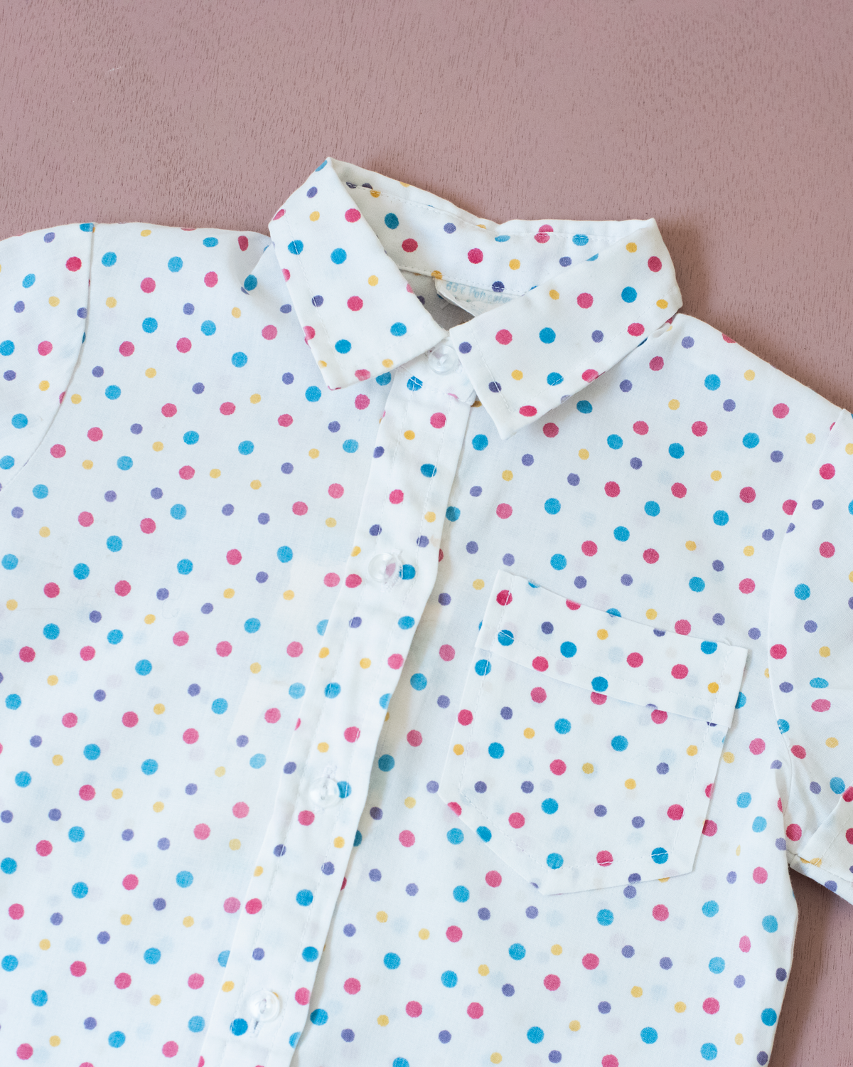 Short button-down shirt with dots | 6-9 months