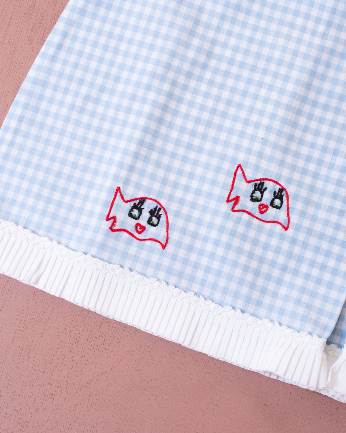 Plaid shirt with embroidered fish | French deadstock from the 70s | 9-12 months