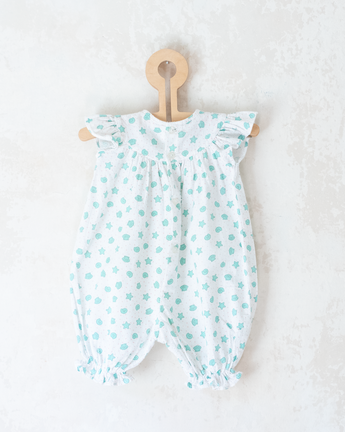 White overalls with scallops | 3-6 months