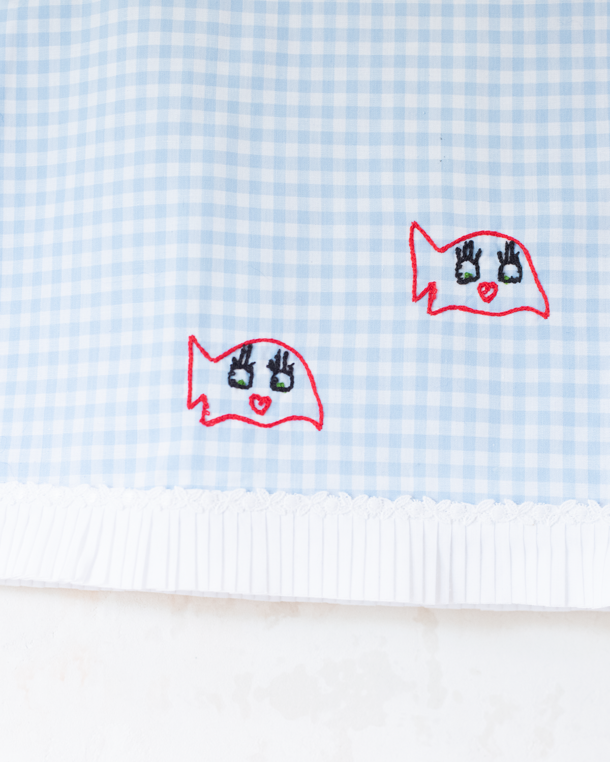 Plaid shirt with embroidered fish | French deadstock from the 70s | 9-12 months