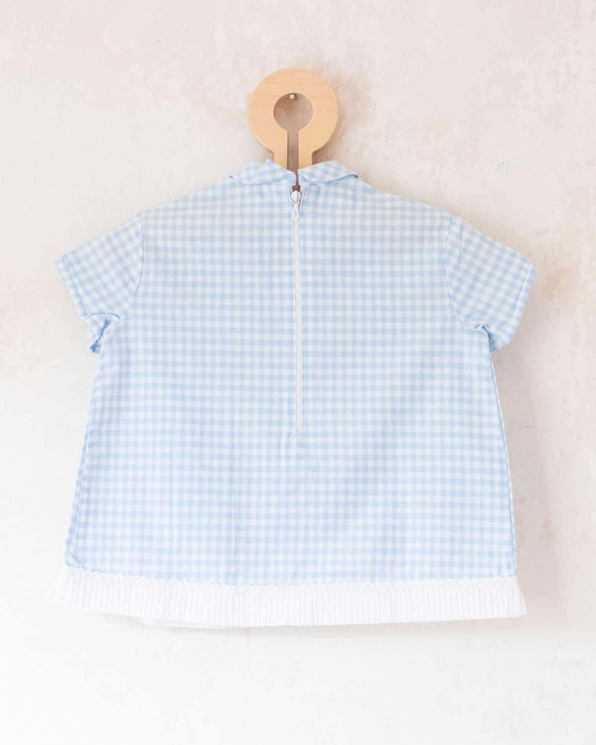 Plaid shirt with embroidered fish | French deadstock from the 70s | 9-12 months