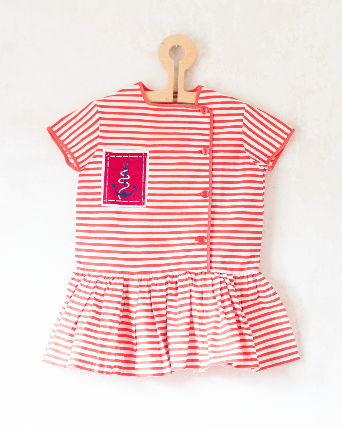Striped dress with anchor | From the 50s in France | 2-3 years