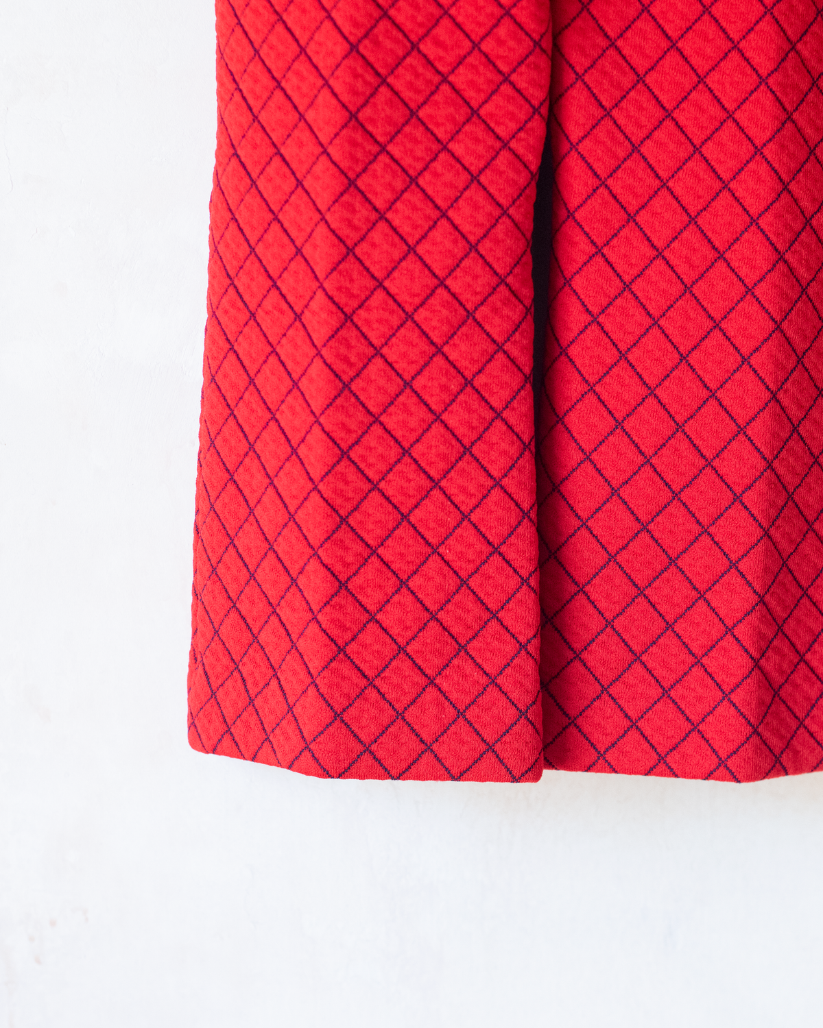 Red Quilted Overalls with Checks | French Dead Stock from the Seventies | 18-24 Months