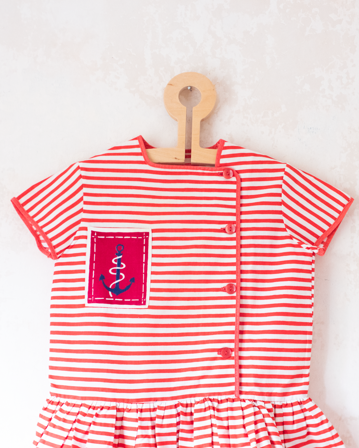 Striped dress with anchor | From the 50s in France | 2-3 years