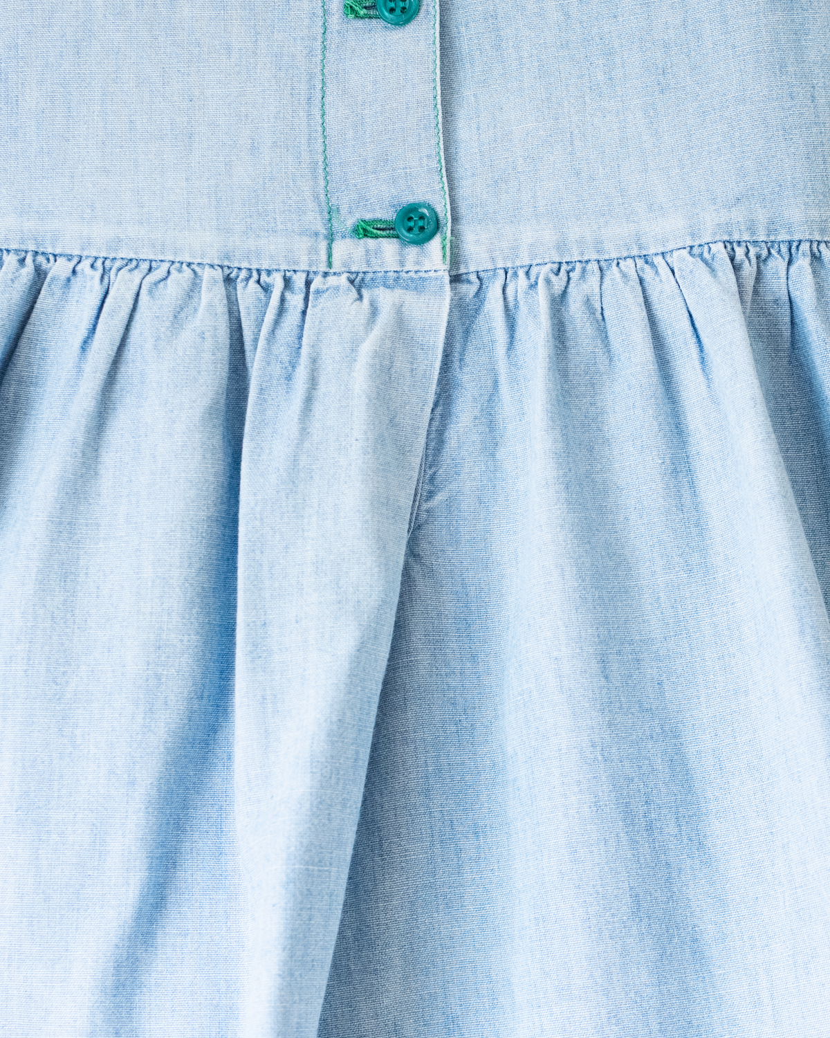 Denim dress with embroidered fruit | 3-4 years
