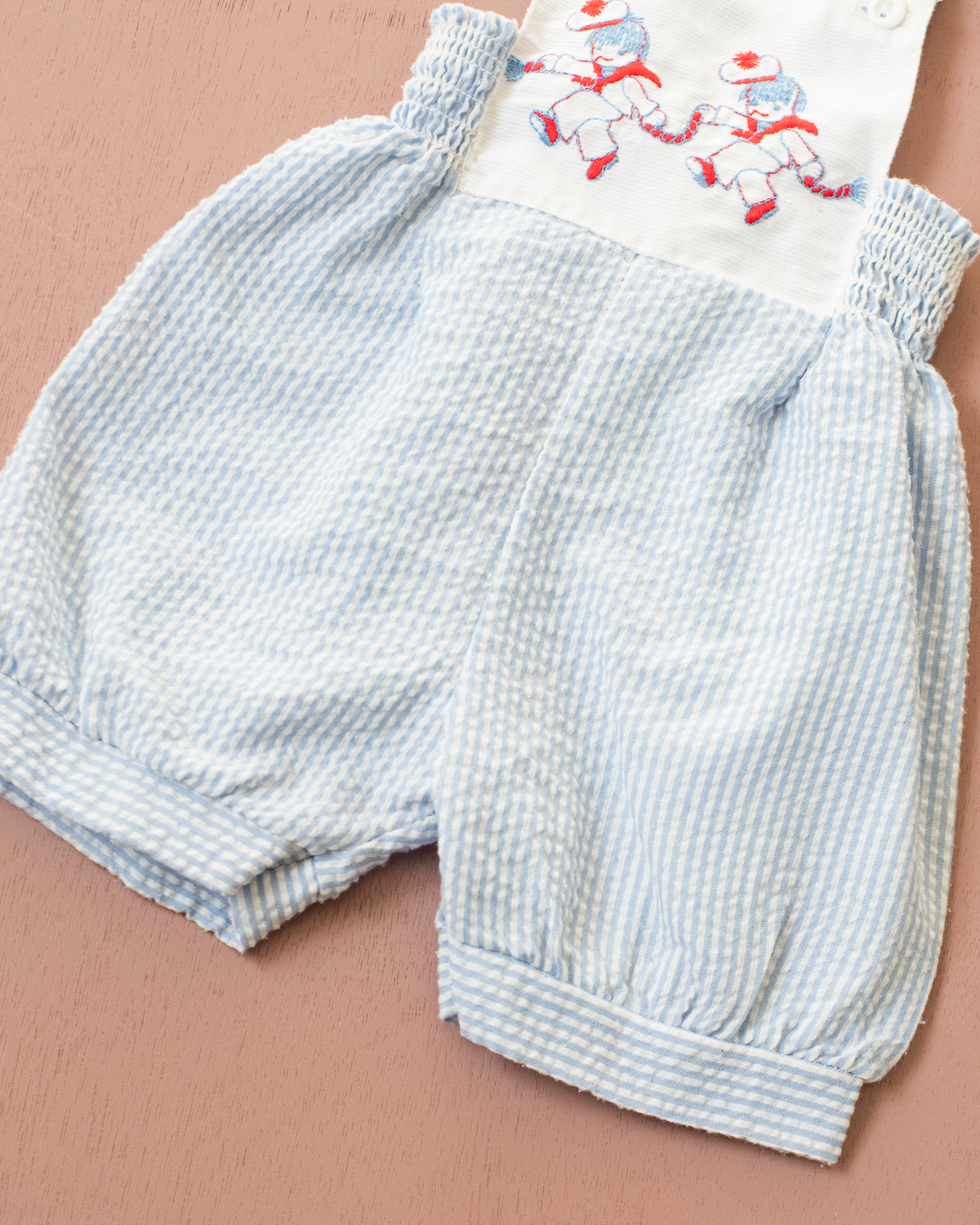 Striped overalls with two sailor embroidery | 3-6 months