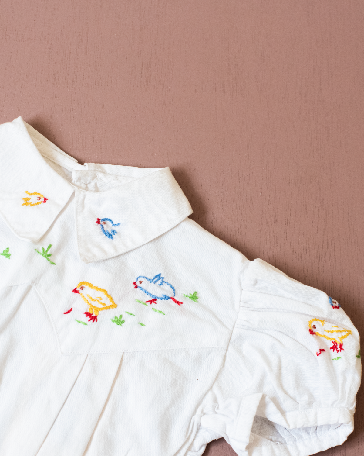 White shirt with embroidered ducks and gathered waist | 3-6 months