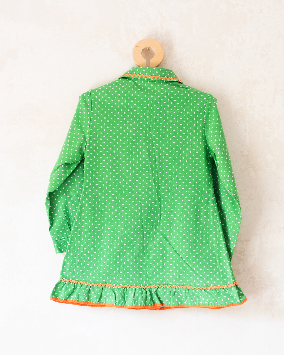 Green polka dot tunic with embroidered elephant | 4-5 years