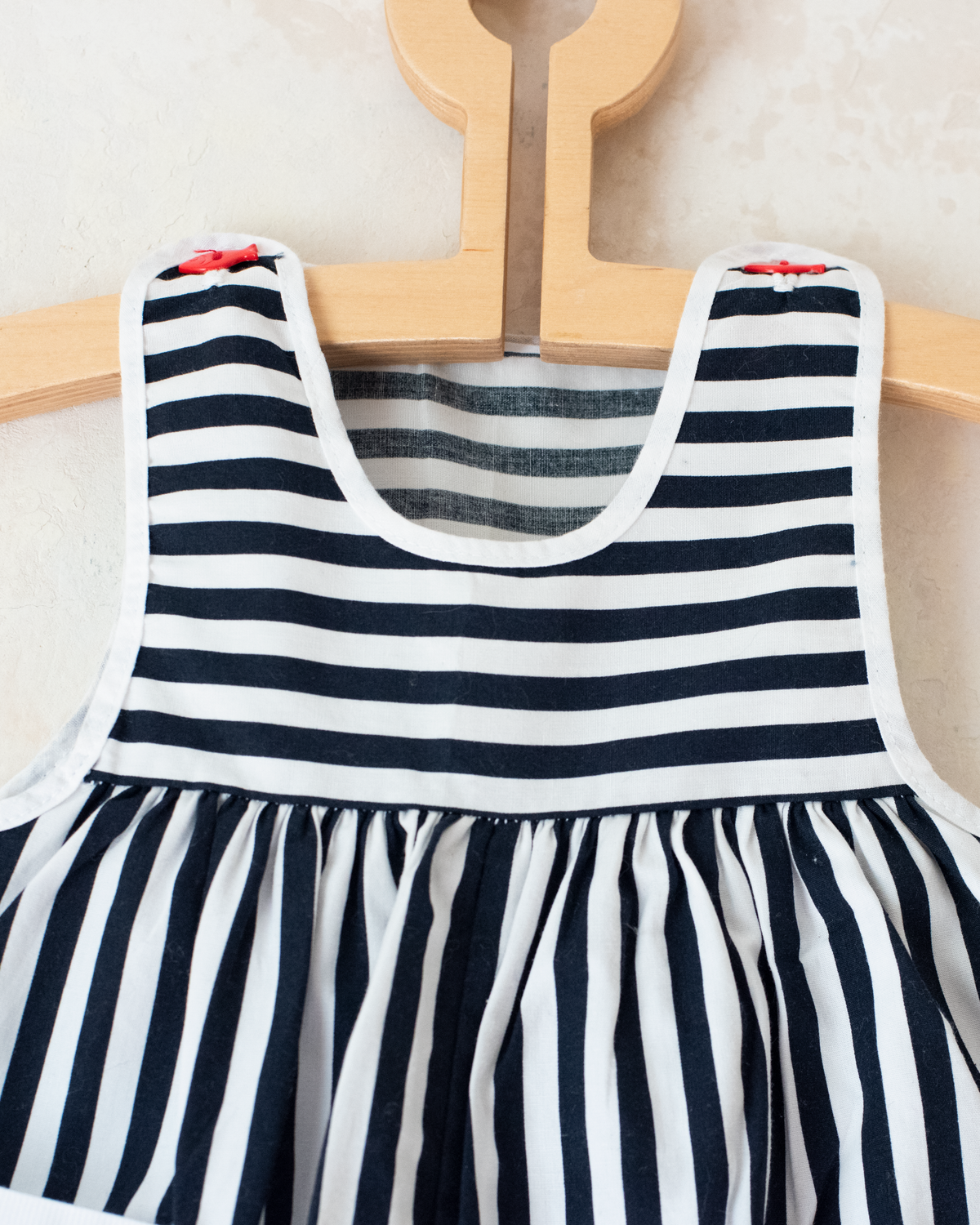 Striped overall, fishers, and fish buttons | French Deadstock | 3-6 months