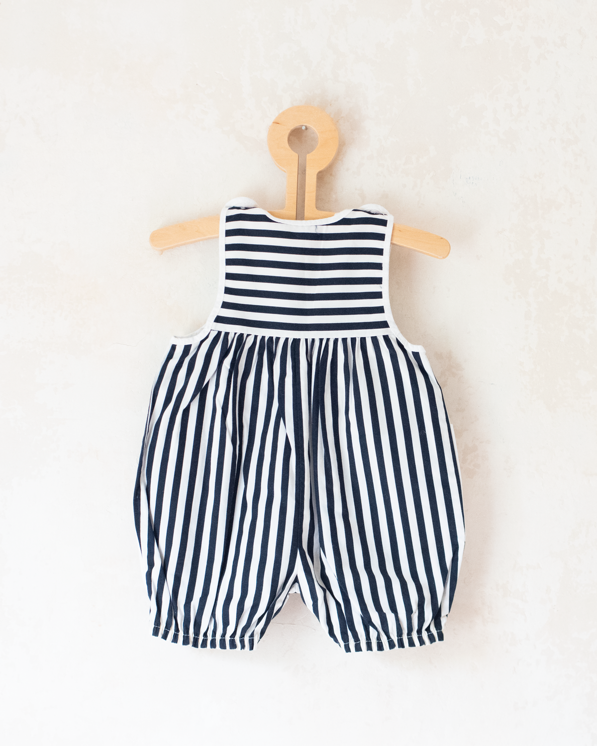 Striped overall, fishers, and fish buttons | French Deadstock | 3-6 months