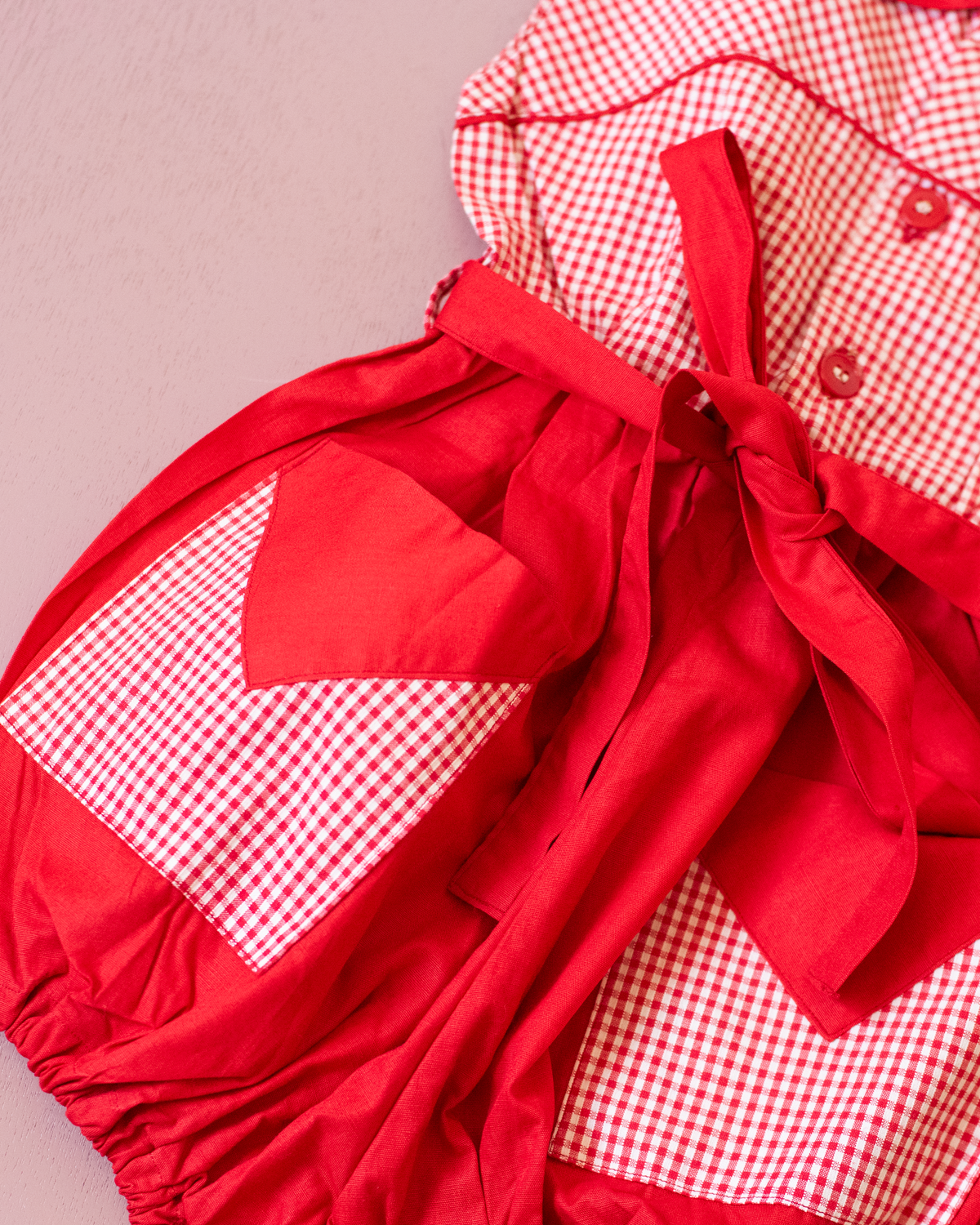 Red 70s plaid romper | 2-3 years