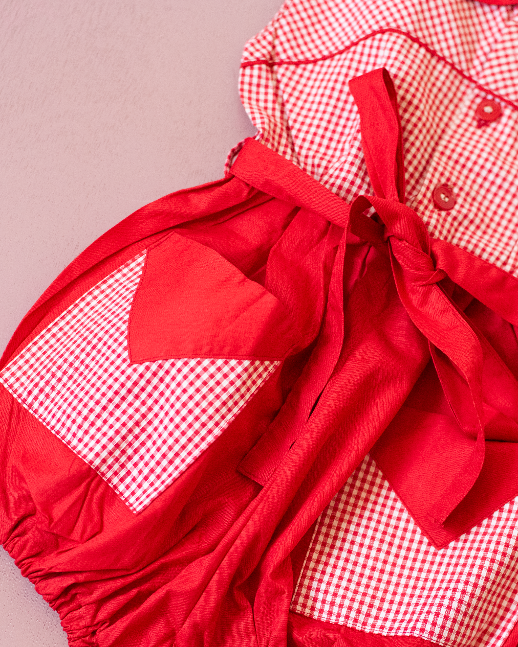 רומפר אדום מהסבנטיז עם משבצות | 2-3 שנים