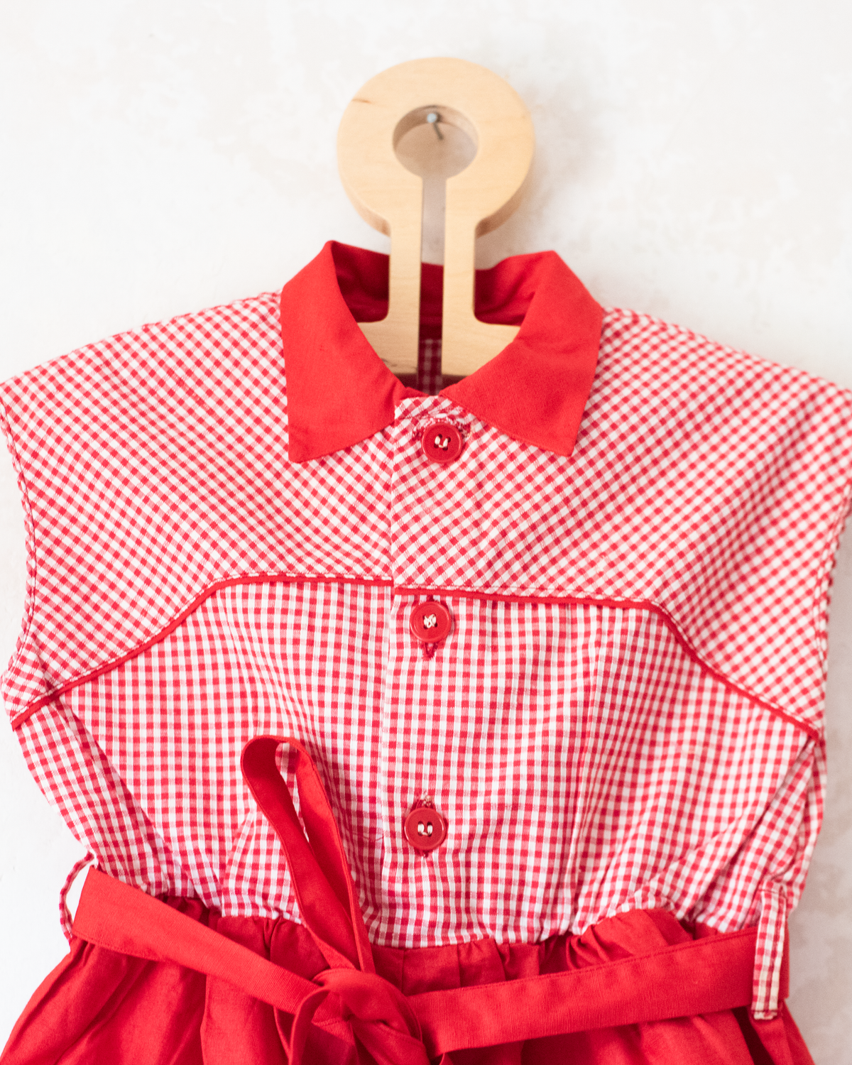 Red 70s plaid romper | 2-3 years