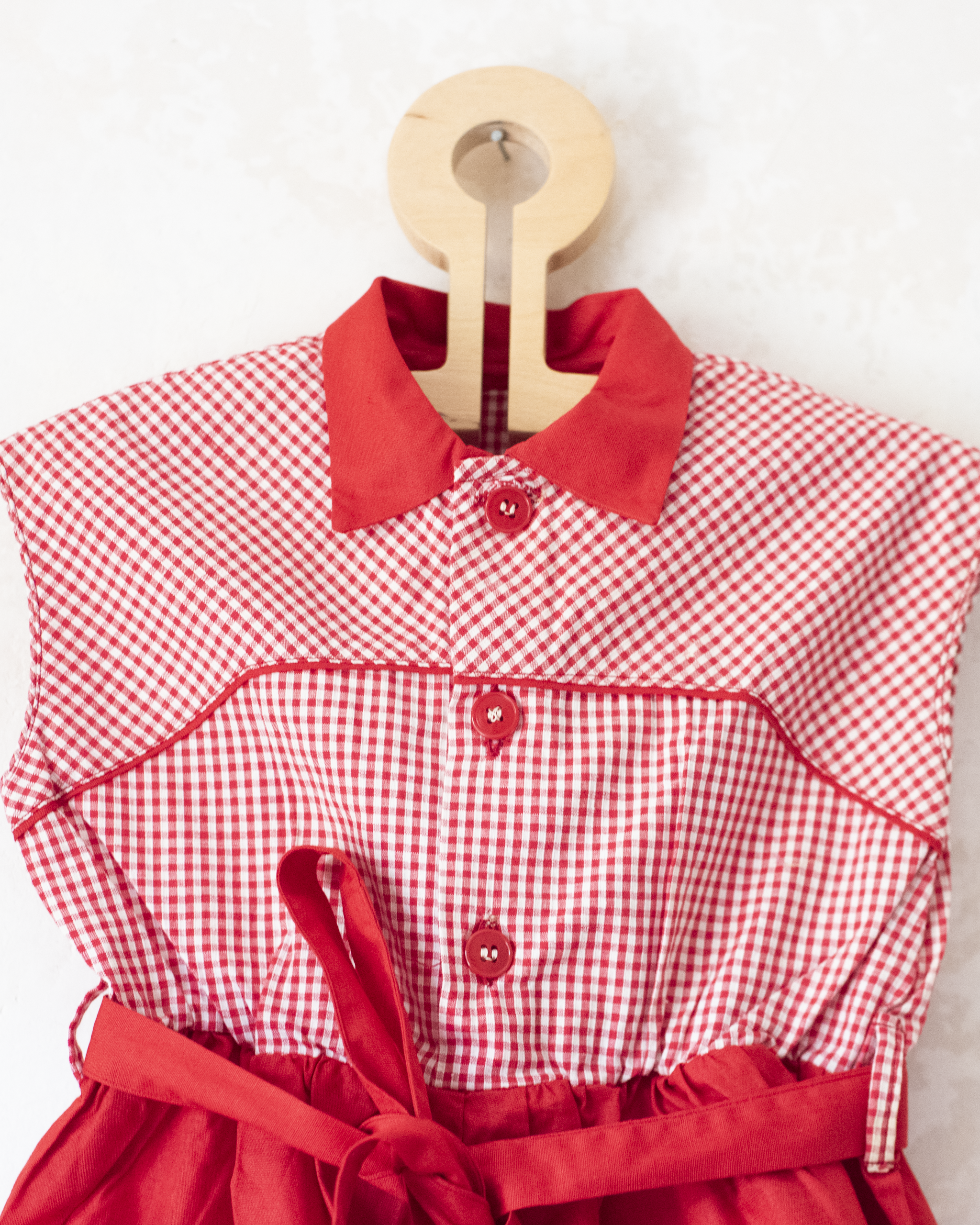 רומפר אדום מהסבנטיז עם משבצות | 2-3 שנים